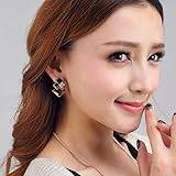 LRWEY Diamantörhänge diamantörhänge business GD kvinnor ädelsten resa på kvinnliga örhängen hjärta pärlörhängen, Guld, En storlek