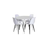 Venture Design Plaza & Polar matgrupp Vit/vit 4 st stolar & bord 100 cm