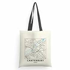 Canterbury, Kent, Storbritannien, stadskarta naturlig bomullsväska shoppingväska, Naturligt, En storlek