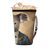 Neopren iskaffe ärm härlig koala djurhuvud återanvändbar tekopp ärm med handtag kall dryck kylare kompatibla Dunkin tumbler koppar för isade och varma drycker, L (33 oz)