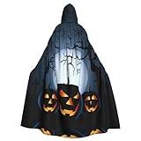 Bxzpzplj Halloween med pumpor tryck karneval huva cape för vuxna, häxa vampyr cosplay kostym mantel, lämpliga fester
