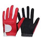 YoGaes Golfhandskar 1 par Gloves Golf Barn Junior Barn Vänster Höger Hand Regngrepp 3D Prestanda Non-Slip Mesh Micro Soft Fiber Golf Handske (Färg: röd, Storlek: L)