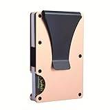 GeRRiT Metallplånbok för män, minimalistisk kreditkortshållare – smal plånbok med skyddseffekt – plånbok med plånbok på framsidan med sedelklämma., Guld, standard, minimalist