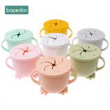 Bopoobo 1 Pc Silicone Cup Baby Snacks Bpa Free Drinking Bottle Feeding Solid Tableware For Toddlers Baby Tools Bowl Waterproof - Gray