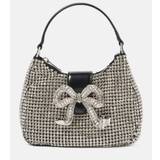 Self-Portrait The Bow embellished leather-trimmed tote bag - silver - One size fits all