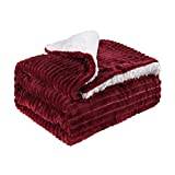 Sherpa soffa kastar enkel filt, super mjuk plysch fleece säng filtar varma fluffiga reversibla mikrofiber filtar för säng och soffa (150 x 120cm) Red wine- 150 * 120