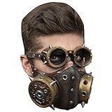 Ghoulish Productions - Mask med Munstycke och Steampunk Glasögon, Gas Mask & Steampunk Line, Resistent Latex Mask Handmålade, Halloween, Carnival Parade, Kostymfest, Vuxen storlek