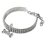 Crystal Dog Collar Shiny Rhinestone Solid Puppy Pet Necklace for Small Medium Dogs Pet Supplies-white, S