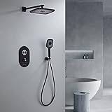 Shower Thermostatic Mixer Black Shower Systems, Concealed Shower Mixer Set Shower Head with Hose B, Bifunctional