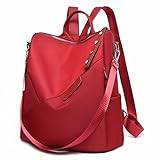 SSWERWEQ Damryggsäck Oxford Women Backpacks Teenage Girl School Bags Fashion Lady Ryggsäck Vattentät och Stöldkvinnor Businessväska Bokväska (Color : Red)