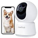 Hundkamera med app, Laxihub, övervakningskamera, WLAN, inomhuskamera, 2,4 GHz, husdjurskamera, 1080P, HD, mörkerseende, inomhuskamera, 2-vägsljud, IP-kamera, husdjur, säkerhetskamera, rörelse- och bullerdetektering, Alexa