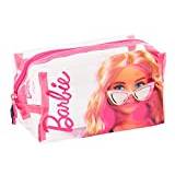 Barbie Genomskinlig sminkväska för flickor kvinnor transparent sminkväska resetoalettväskor pennfodral, Rosa, En storlek, Sminkväska