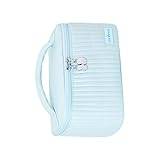 PU sminkväska, ren färg bärbar toalettväska öppet lock för mamma för resor (ljusblå)