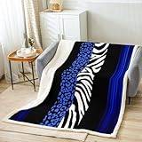 Homemissing Barn leopard zebra fleece överkast filt dubbel 152 x 189 cm ombre blå svart sherpa filt för säng soffa soffa dekor gepard plysch filt djurtryck luddig filt sovrum
