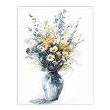Artery8 Wildflower Bouquet in Vase Watercolour Painting For Living Room Extra Large XL Wall Art Poster Print
