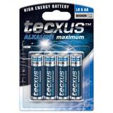 Tecxus Alkaline type AA Standardbatterier. 4 stk.