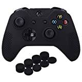 Studded Silicone Cover Skin Case for X & S Controller x 1 with Pro Thumb Grips 8 Pieces(Black)