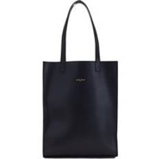 Burnished Leather Tote Bag - Black - One Size