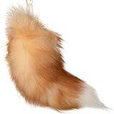 Fox Tail Neychain, Gold 15.75 tum Fox Tail Keyring, Shaggy Faux Fur Tail Decoration, Fox Tail Nyckelring,