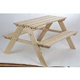 BURI Barnpicknickbord 90 x 79 x 50 cm, picknickbänk i trä, camping, trädgårdsmöbler, sittgrupp