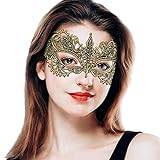 Takmor venetiansk mask dam, spets catwoman mask maskboll mask dam ögonmask halloween för karneval alla hjärtans dag kostym fest nattklubb ansiktsmask (guld)