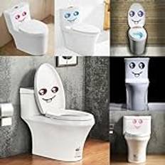 JTZYM 20 x 14 cm 5 st lila leende ansikte självhäftande toalettlock klistermärken roliga toalettklistermärken för sätesvägg PVC kylskåpsklistermärken