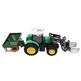 Jeanoko RC-traktorleksaksset, RC-traktor halkfri 1:24 3-i-1 4-kanal för hemmet (grön)