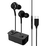 Type C Headphones - Wired Earbuds, Inn Ear Headphones | USB C Earphones with Bass Surround, Noise Canceling Sports Handsfree, Moving Coil Type Earphones for Smartphone Laptop Computer, 4ft, Black