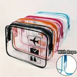 Clear Toiletry Bag For Traveling With Rope And Zippers, Waterproof Travel Toiletry Bag