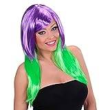 Widmann D9573 – tvåfärgad peruk för vuxna, tillbehör för dansgrupper, temafester, karneval, badrum knapp fester