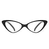 Läsglasögon Kattöga Modeläsare för Kvinnor med Fjädergångjärn, Mode och Bekväma Cat-Eye Datorläsare (Color : Black, Size : 1.0x)
