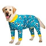 Big Dog baskläder Ren bomullsskjorta Pyjamas medelstora och stora hundar fyrbent Kläder Full Body Hög Stretch (Color : Blue dinosaur, Size : 26#(7.5~10KG))