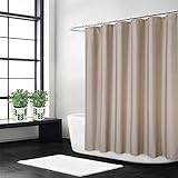 Lin linne med 240 g tungt duschdraperi för badrum med krokar hotell lyxigt tyg tvättbart, Taupe, 120 x 180 cm
