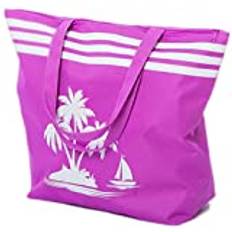 AIREE FAIREE strandväska dam shoppingväska axelväskor shoppingväska med dragkedja, Lila palm, Medium