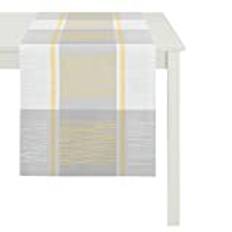 Apelt löpare, polyester, ljusgrå/gul, 44 x 140 x 1 cm