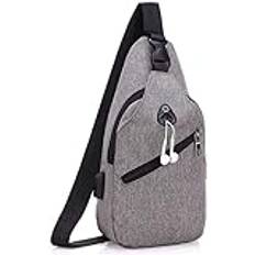 FIRECLUB New Simple Unisex Chest Bag Tide Fashion Shoulder Bag Messenger Bag Sports Youth Packet Men Women(17x9x33cm) gray