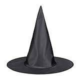 Relaxdays 10024294 Häxhatt svart, magisk hatt för häxor, spetshatt, karnevalshatt för häxdräkter, för barn, D: 39 cm, svart, unisex