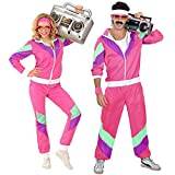 Widmann - Dräkt träningsoverall, rosa, 80-tals outfit, joggingdräkt, maskeraddräkter, karneval