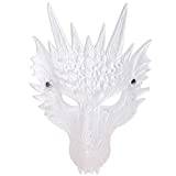 Drakmask djur cosplay kostym fest djur halv mask monster raptor huvud halloween maskerad, vit, medium