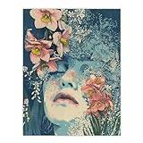 Artery8 Girl in Pink Daffodils Boho Hippy Soft Narcissus For Living Room Large Wall Art Poster Print Thick Paper 18X24 Inch