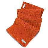 Facesoft Eco Sweat Active handduk – mjuk och absorberande träningshandduk i bomull – inga syntetiska mikrofiber eller plast – perfekt svetthandduk för gym, träning, fitness, sport, yoga – orange – 1