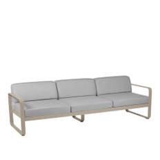 Fermob - Bellevie 3 Seater Sofa Flannel Grey Cushions, Nutmeg - Soffor utomhus - Pagnon & Pelhaître