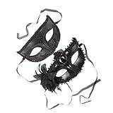 Amosfun Halloween Mask 2 St Masken Par Mask Cosplay Mask Par Fest Mask Kostym Fest Mask För Kvinnor Sidblomma Set Makeup Venice Män Och Kvinnor Tyg Maskerad Mask