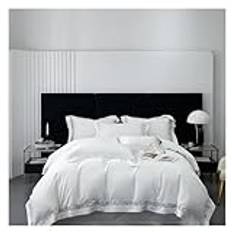 White Egyptian Cotton Bedding Set Luxury Hollow Out Embroidery Duvet Cover Bed Sheets Pillowcases High-end Bed Set,Set med täcke