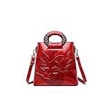 AQQWWER Handväskor för kvinnor Kvinnor Handväska Floral Luxury Handväskor Kvinnor Väskor Designer Fashion Tote Bag Damies PU Läder Crossbody Shoulder Bag (Color : Red)