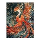 Artery8 Phoenix Bird and Smoke Clouds Stylised Painting For Living Room Extra Large XL Wall Art Poster Print