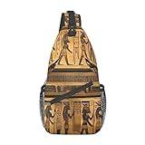 EdWal springande svarta hästar tryck sling ryggsäck över kroppen väska, bröstväska dagväska crossbody väska för utomhus vandring resor, Egypten hieroglyfer, En storlek