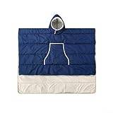 Sovsäcken håll dig varm och mysig med denna lätta filt poncho med huva, bärbar termisk för utomhusutrustning (marinblå)