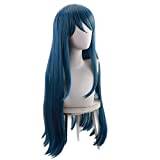 Boccte Dam Maizono Sayaka cosplay-peruk långt blått hår för halloweenkostym (blå)