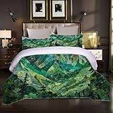 King Size Forest Mountains påslakan abstrakt natur lättskött sovrum 3 st påslakan för vuxna tonåringar med örngott sängkläder set super king: 260 cm x 220 cm